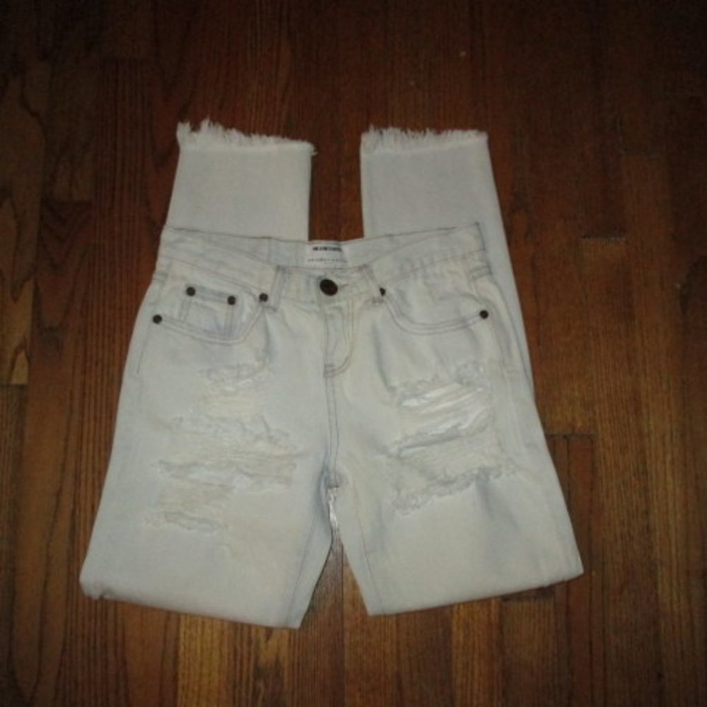 ONE X ONE TEASPOON Distressed Mid-Rise Jeans